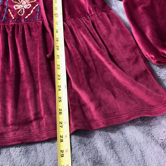 NWT Bobeau Velvet Tunic Top Size 3X Embroidered Empire Waist Burgundy Puff Sleev - Picture 4 of 9